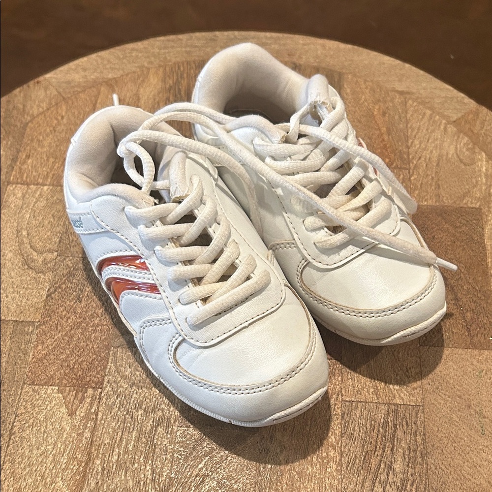 Little Kids White and Orange Cheer Sneakers size 10